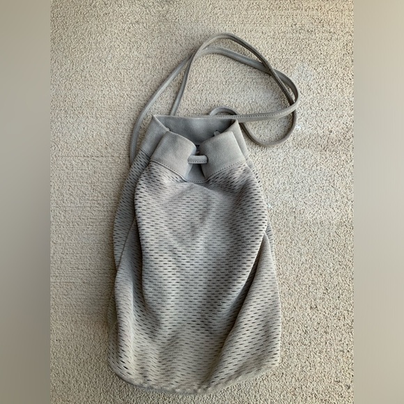 MONSERAT DE LUCCA Perforated Leather Suede Light Grey Small Backpack LIKE NEW - Picture 12 of 16